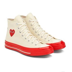 Comme des Garçons PLAY x Converse Cream and Red High-Top Chuck Taylor